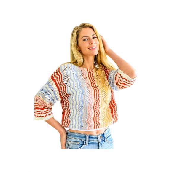 NEW ONE ELEVEN NORTH hazel eyes knit top in multi color - Picture 3 of 3